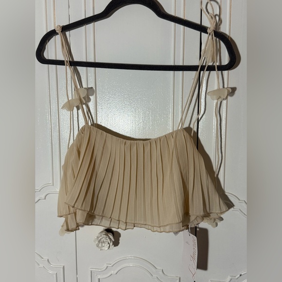 SHEIN Tops - SHEIN Cream Pleated Camisole Top